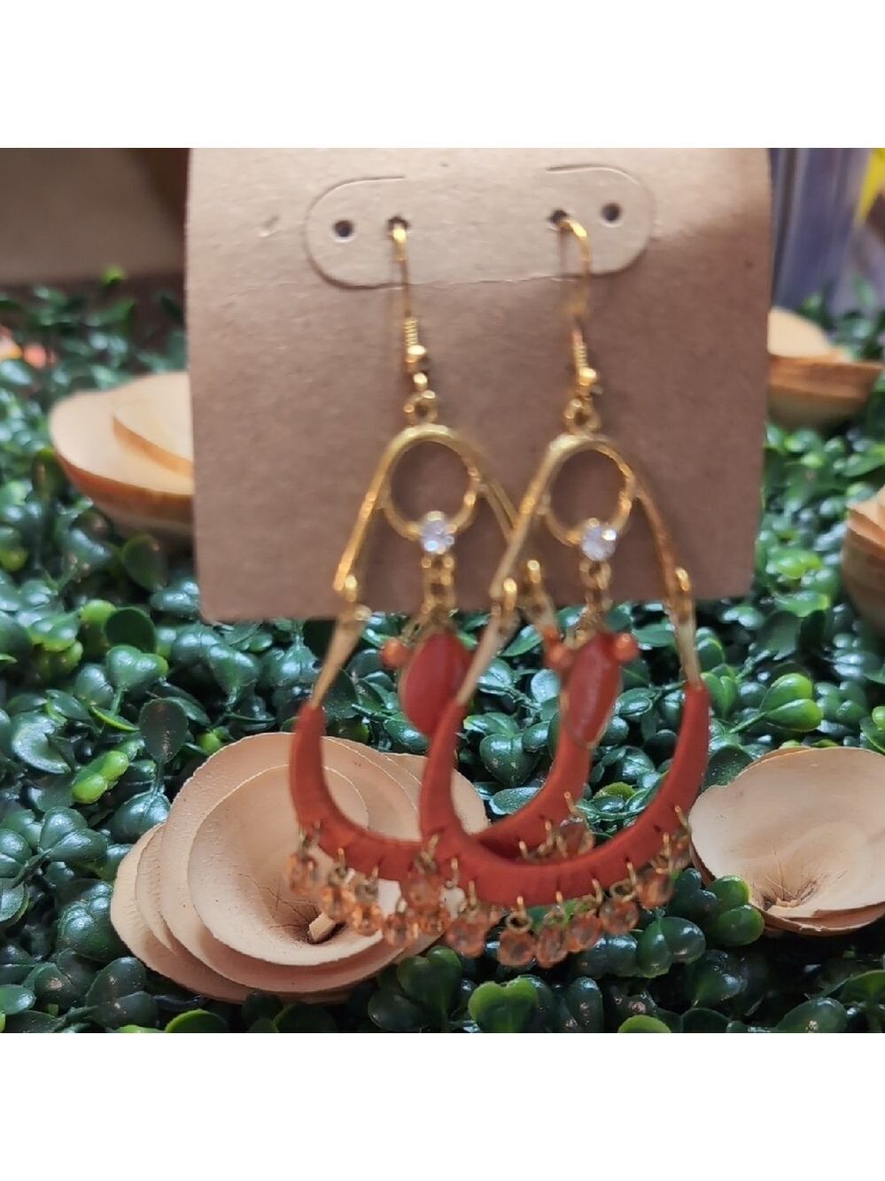 Pier 1 Orange Wrapped Teardrop Earrings - Picture 7 of 8